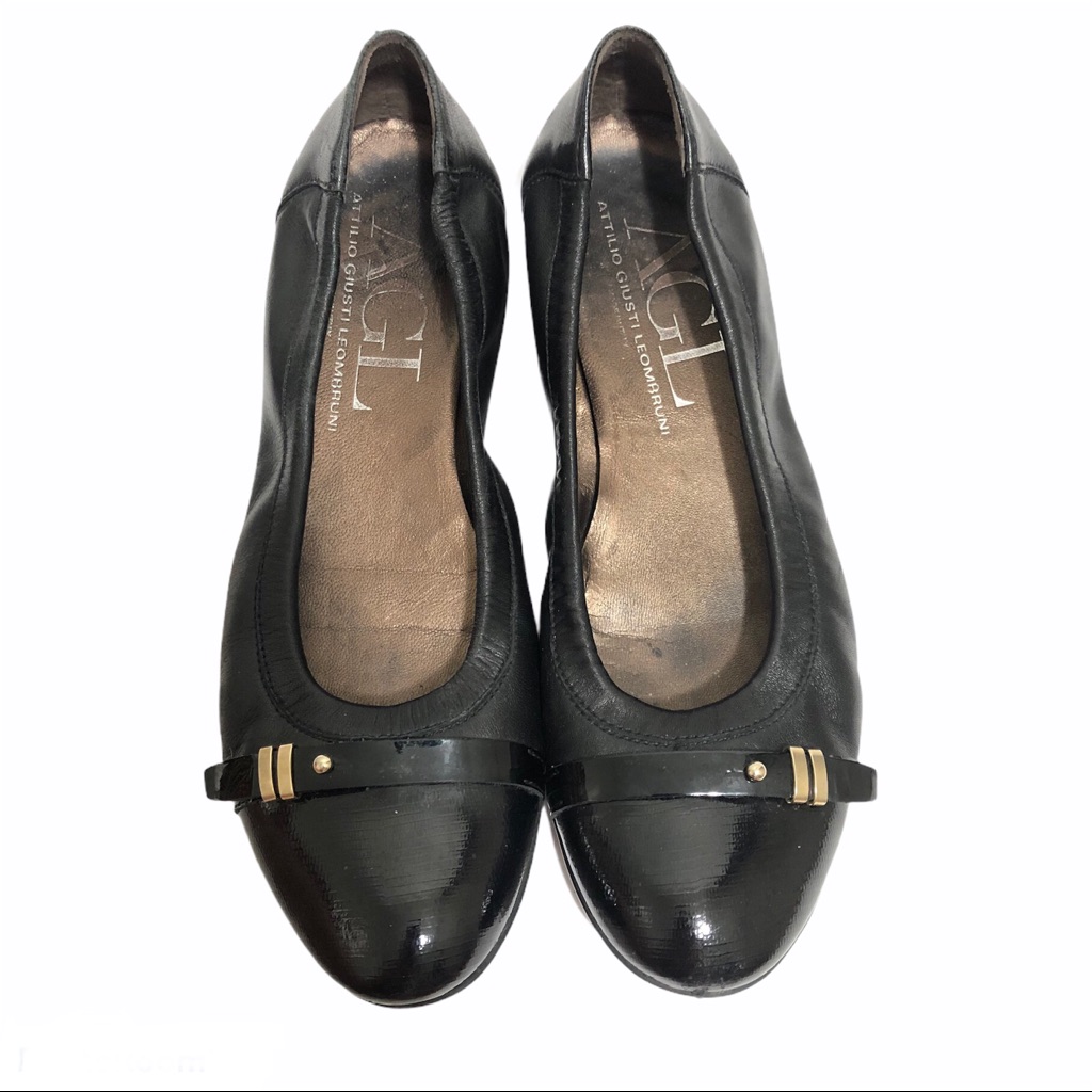 Agl Black Capped Toe Ballet Flat Size 41/11